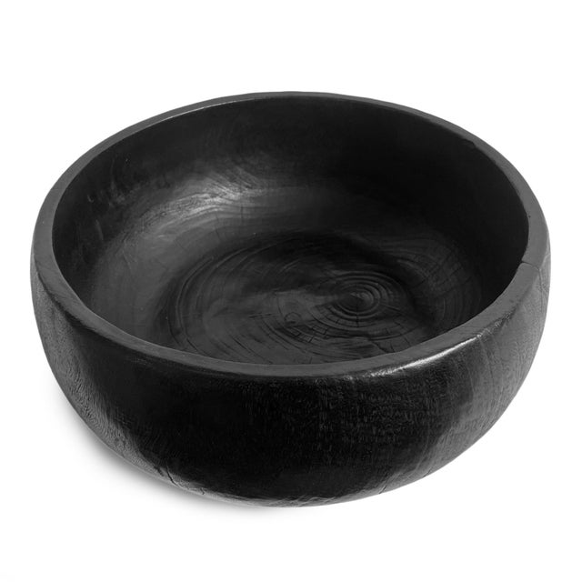 Vintage Modern Ebony Teak Wood Bowl For Sale - Image 4 of 4