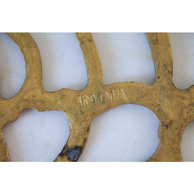 Brass Vintage Brass Elephant Trivet Footed Hot Plate Dish Holder For Sale - Image 8 of 8