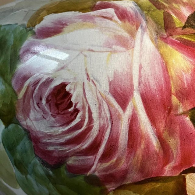 Industrial Large Earthenware Ceramic Roses Floral Planter, 1900s For Sale - Image 3 of 18