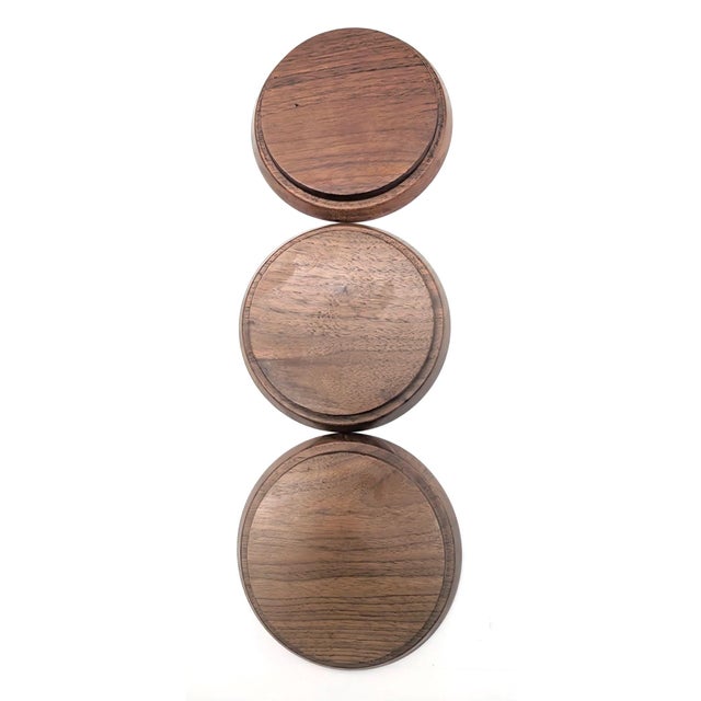 Mid 20th Century Teak Wood Canisters, Set of 3 For Sale - Image 13 of 14