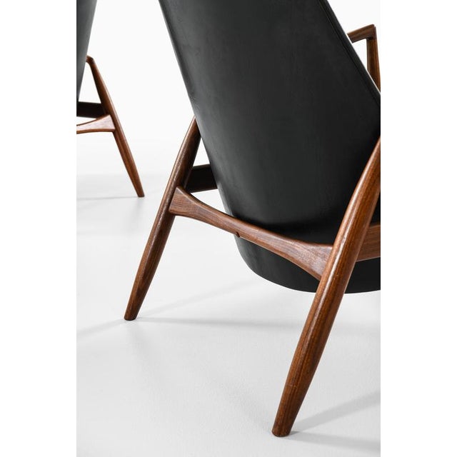 Sälen Easy Chairs in Leather and Teak attributed to Ib Kofod-Larsen, 1950s, Set of 2 For Sale - Image 9 of 11