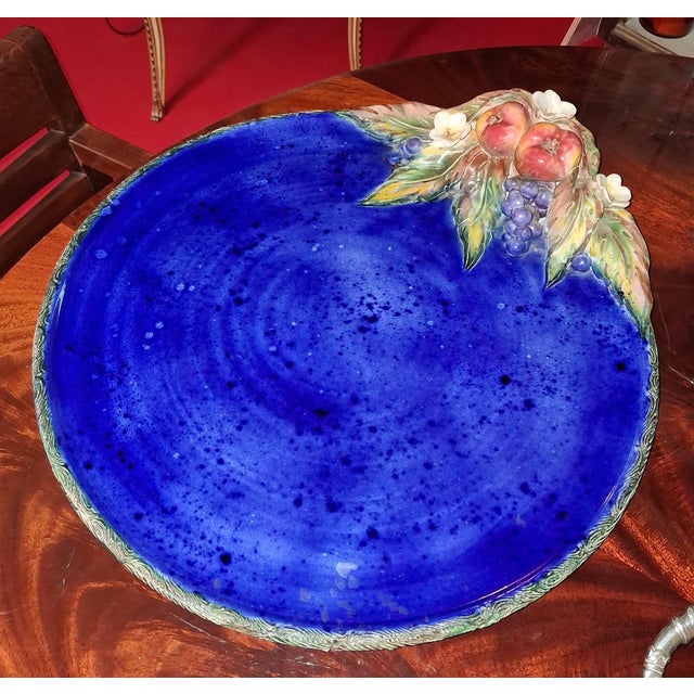 1950s Large Decorative Glazed Ceramic Platter by Laurence Saint-Amour, 1950s For Sale - Image 5 of 6