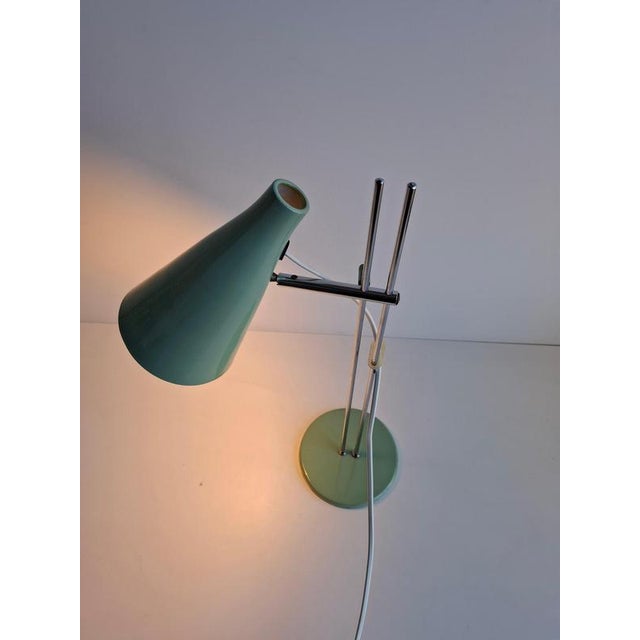 Metal Mid-Century Modern Table Lamp in Green Metal and Chrome by Josef Hůrka for Lidokov, 1970s For Sale - Image 7 of 18