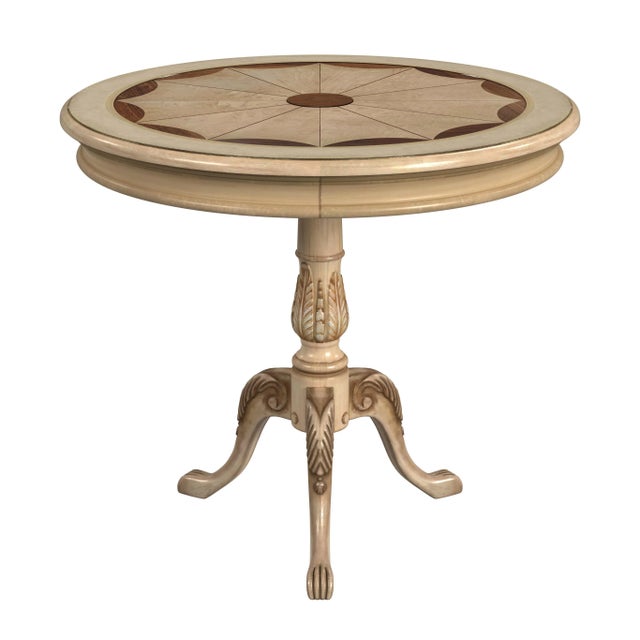 Beige Carissa 30" Round Pedestal Foyer Table, Beige For Sale - Image 8 of 8