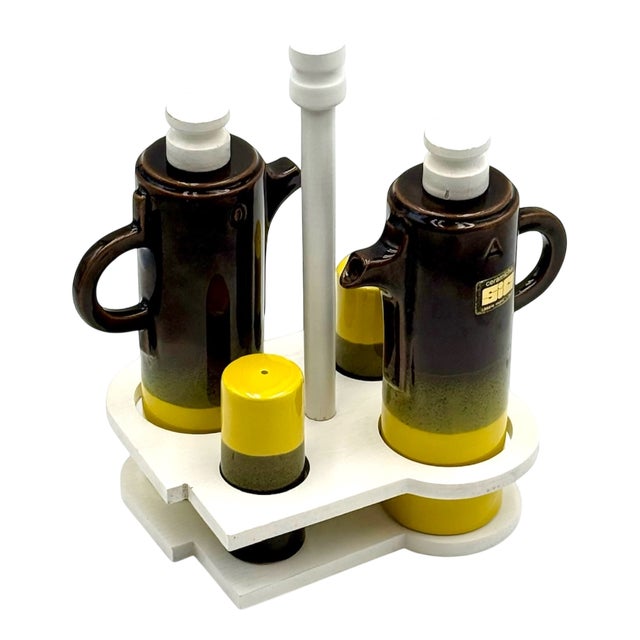 Space Age Ceramic Condiment Set from Sic, Italy, 1970s, Set of 5 For Sale