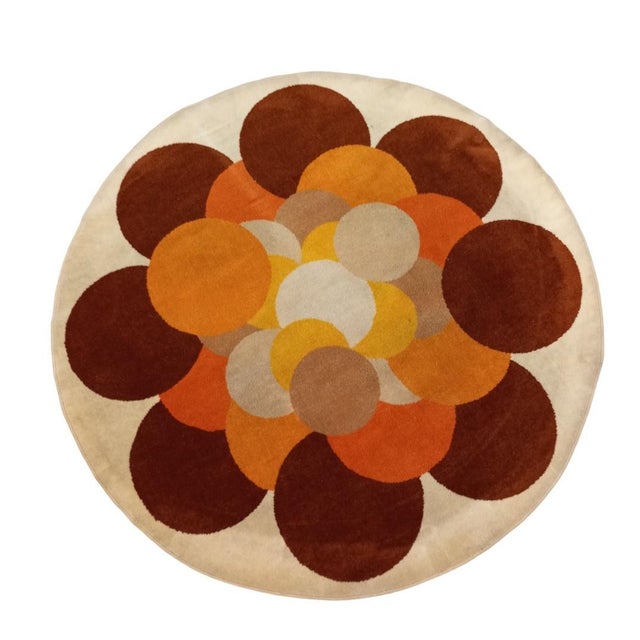 Vintage Italian Round Wool Rug, 1970s For Sale - Image 14 of 14
