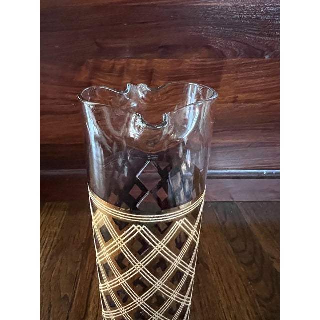 Vintage Mid-Century Modern "Old Lace" Pattern Gold Cocktail Pitcher For Sale - Image 4 of 9