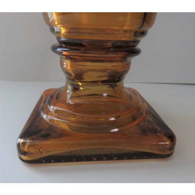 Early 21st Century Early 21st Century Amber Pedestal Candle Holder Vidrios San Miguel Recycled Glass, Spain For Sale - Image 5 of 8