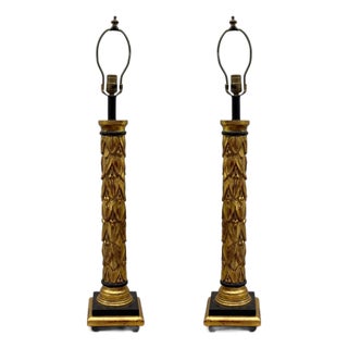 Maison Jansen, Hollywood Regency, Giltwood, Table Lamps, France, 1950s, Unsigned For Sale