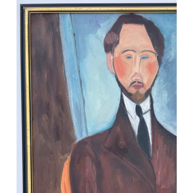 This is a wonderful student copy of Modigliani’s 1919 “Portrait of Leopold Zborowski” painted by Dr. Bella Singer. Copying...