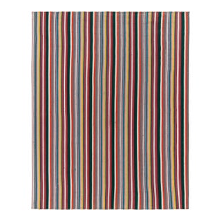 1950s Vintage Chaput Kilim Rug in Multicolor Stripe Patterns, Polychromatic For Sale