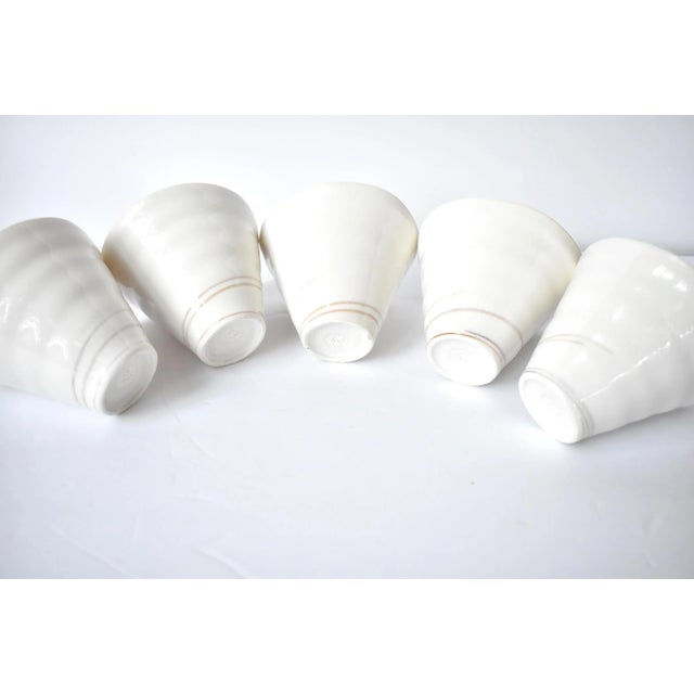 Art Pottery Hand-Thrown White Porcelain Bowls - Set of 5 For Sale - Image 10 of 11