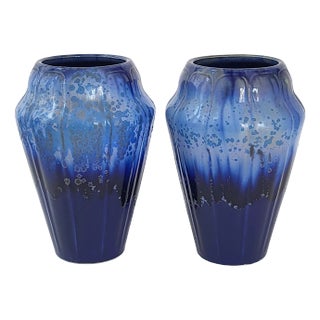 French Art Deco Vases in Ceramic, 1920s, Set of 2 For Sale