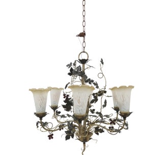 Grapevine Design 6 Light Toleware Chandelier For Sale