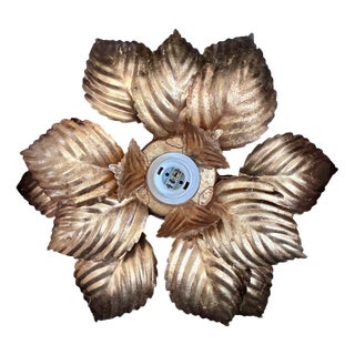 Wall Sconce with Petals in Gilded Sheet Metal, 1970 For Sale