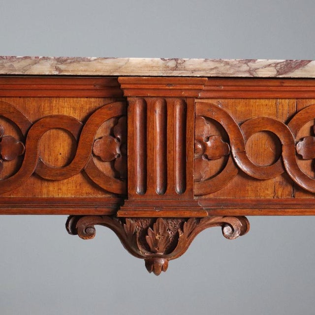 Neoclassical Walnut Console with Marble Top For Sale - Image 3 of 13