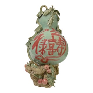 Handmade Light Green Ceramic Artistic Gourd Figure Display Art For Sale