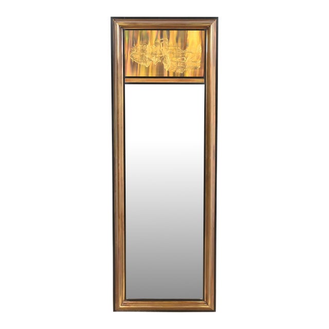 Bernhard Rohne for Mastercraft Acid Etched Brass Tall Wall Mirror, 1970s For Sale