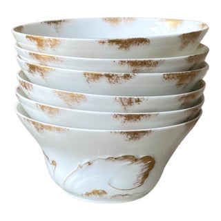 Circa 1900/1903 Theo Haviland Art Nouveau-Style Limoges Gold Gilt on Fine Porcelain China Berry Bowls - Set of 6 For Sale