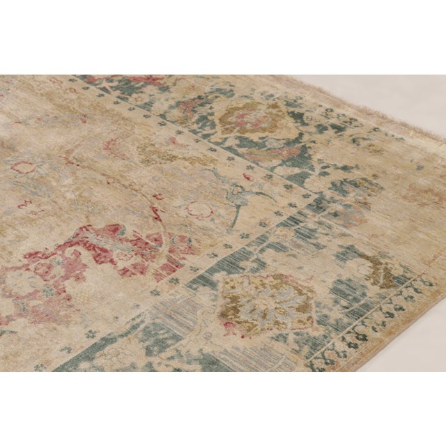 Modern Modern Polonaise Style Natural Silk Rug With Floral Patterns, by Rug & Kilim, India For Sale - Image 3 of 10