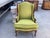 Wood Ralph Lauren-Style French Bergere Chair W/Green Stripe Wool Upholstery For Sale - Image 7 of 10