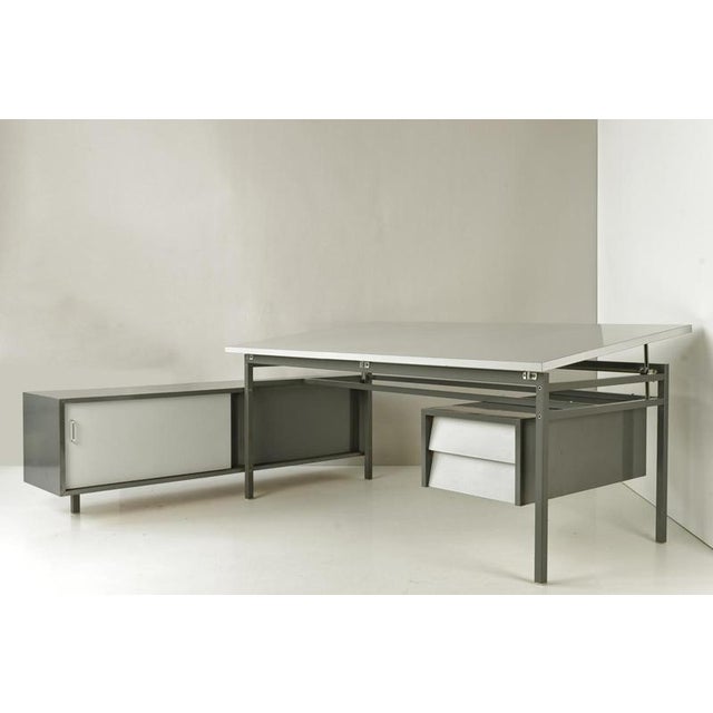 Brown Vintage German Architects Desk, 1965 For Sale - Image 8 of 18