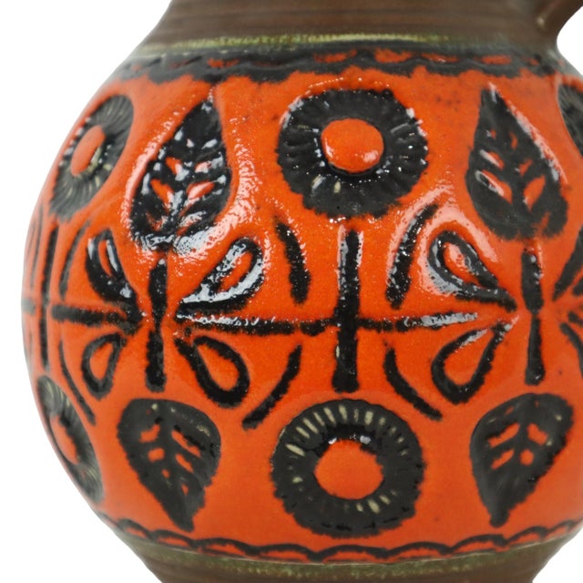West German Orange Pottery Wekara Vase, 1960s For Sale - Image 9 of 10