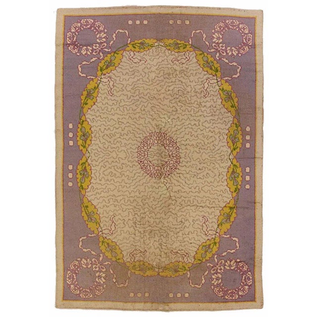 Hand-Knitted European Light Purple & Grey Wool Rug, 1920s For Sale - Image 17 of 17