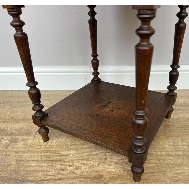 Antique French Oak Bedside Table with Marble Top For Sale - Image 11 of 16