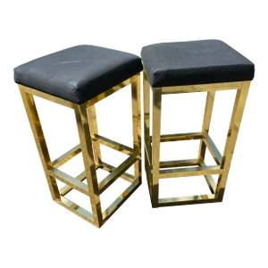 20th Century Modern Milo Baughman Style Bar Stools- a Pair