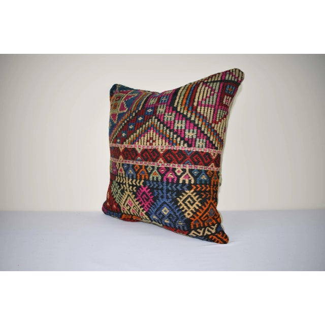Turkish Shabby Chic Turkish Kilim Pillow Cover, Square Jajim Cushion Case 20'' X 20'' (50 X 50 Cm) For Sale - Image 3 of 6