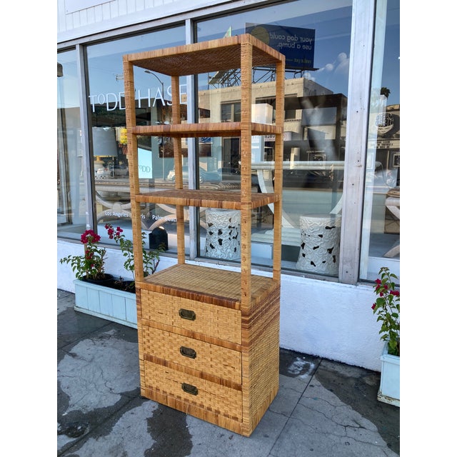 1970s Bielecky Brothers Rattan Etagere Chest For Sale - Image 5 of 13