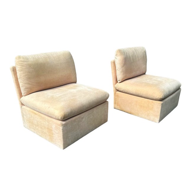 Textile Pair Milo Baughman for Thayer Coggin Slipper Chairs For Sale - Image 7 of 12