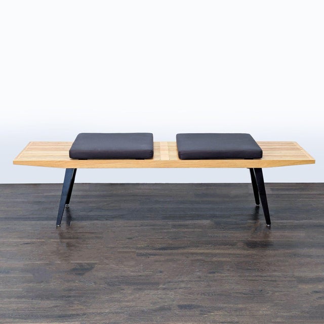 Angled tapered metal legs. Dimensions (in): 72W x 22D x 20H.