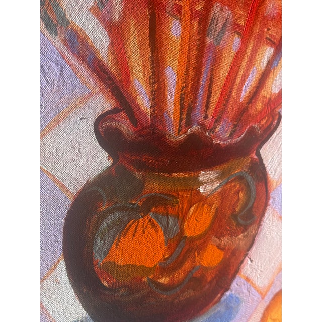 Impressionist Large Oil Interior With Still Life Table Hartman For Sale - Image 3 of 7