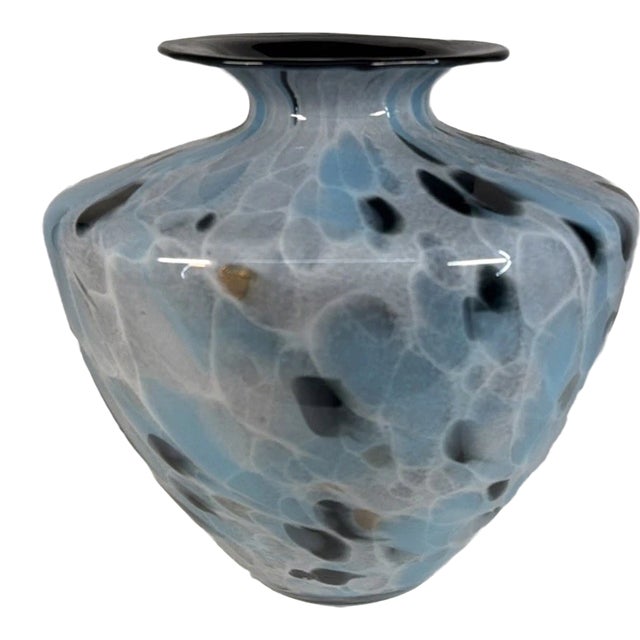 Vintage Murano Style Maestri Vetrai Vase Made in Italy Azzurra For Sale