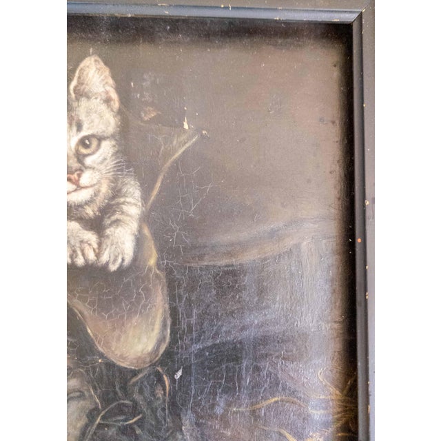Black 19th or 20th Century Folk Art Painting of Puss in Boots, Signed For Sale - Image 8 of 16