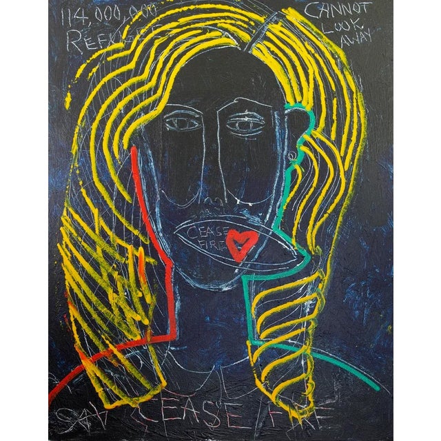 "The Goodwill Ambassador Cannot Look Away." Contemporary Neo Expressionism by Sax Berlin For Sale