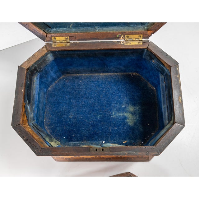 19th Century American Folk Tramp Art Parquetry Inlaid Jewelry Box For Sale - Image 12 of 13