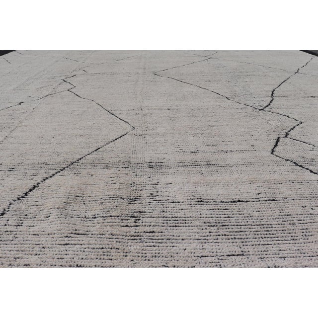 Tribal Modern Hand-Knotted Tribal Moroccan Rug in Wool With All-Over Design 12'2 X 15'7 For Sale - Image 3 of 10