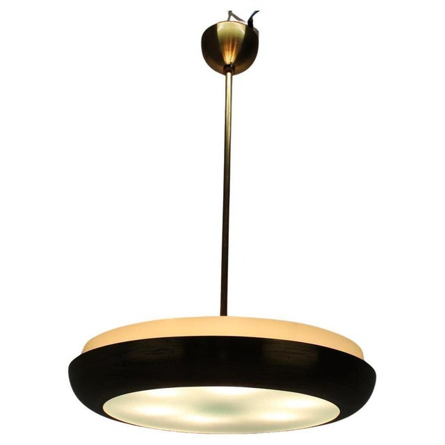 Bauhaus Art Deco UFO Pendant Light by Josef Hůrka for Napako, 1930s For Sale - Image 3 of 18