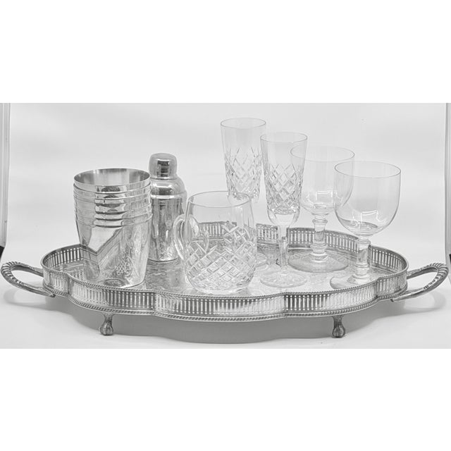 Large English Sheffield Silver Footed Gallery Tray - Engraved For Sale - Image 4 of 12