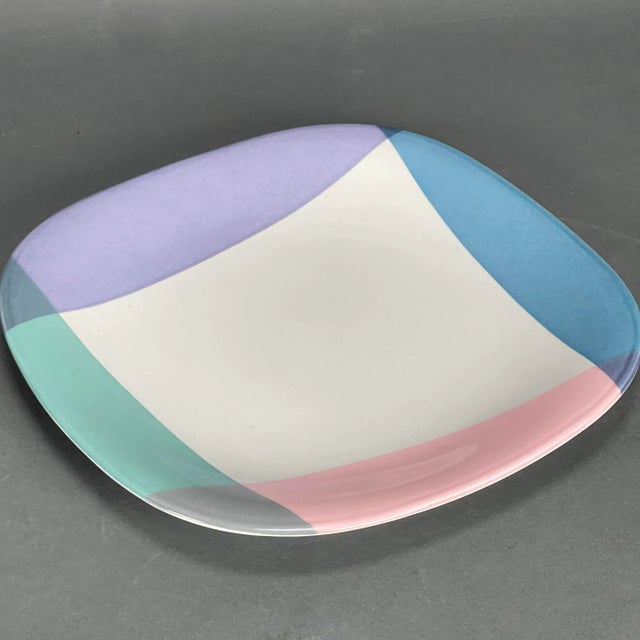 Vintage 1980's Mikasa Tempo Eighty Video Color Block Square Dinner Plates- Set of 4 For Sale In New York - Image 6 of 12