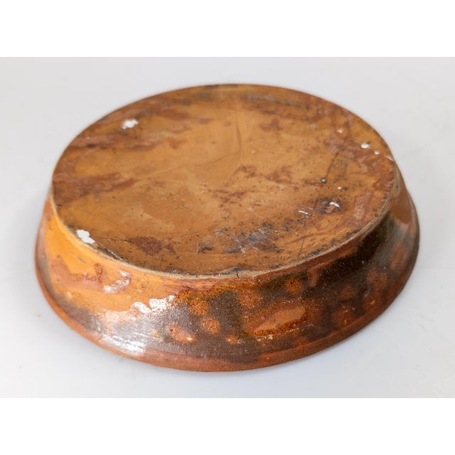 19th Century American Redware Pie Dish With Manganese Spots For Sale - Image 9 of 12