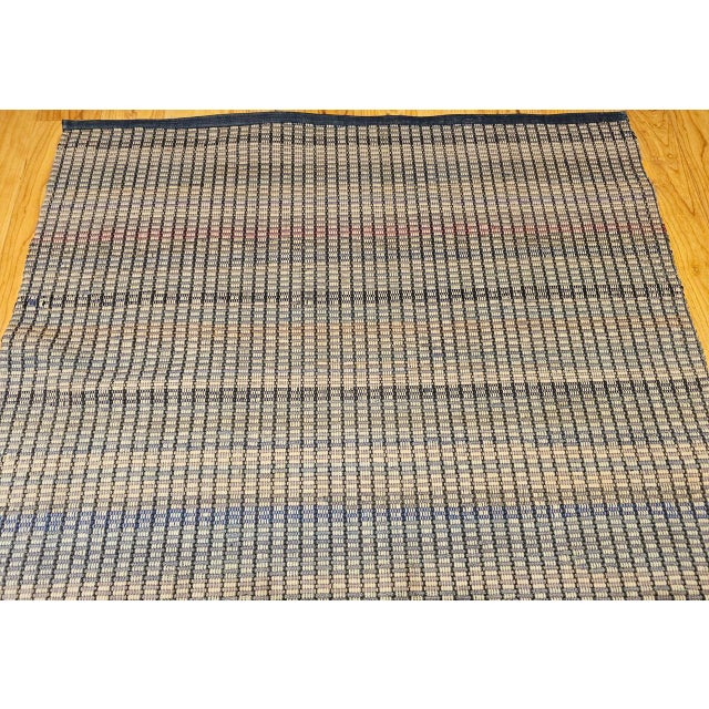Antique American Amish Rag Runner, Handwoven Wool & Cotton, Stripe Pattern, Gray, 3x15 For Sale - Image 13 of 16
