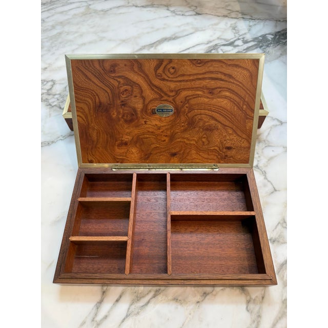 1960s Dal Negro Treviso Burl Wood and Brass Playing Card Box For Sale In Los Angeles - Image 6 of 10
