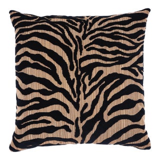 Schumacher Regine Strie Velvet 20" Pillow in Ebony For Sale