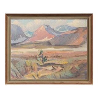 Swedish Framed Mountain Landscape, 1950's For Sale
