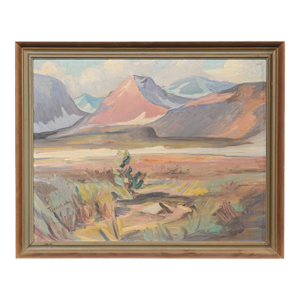 Swedish Framed Mountain Landscape, 1950's