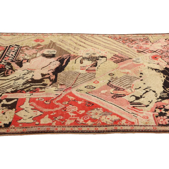 Gothic Antique Persian Karabakh Pictorial Rug - 04'09 X 06'04 For Sale - Image 3 of 9